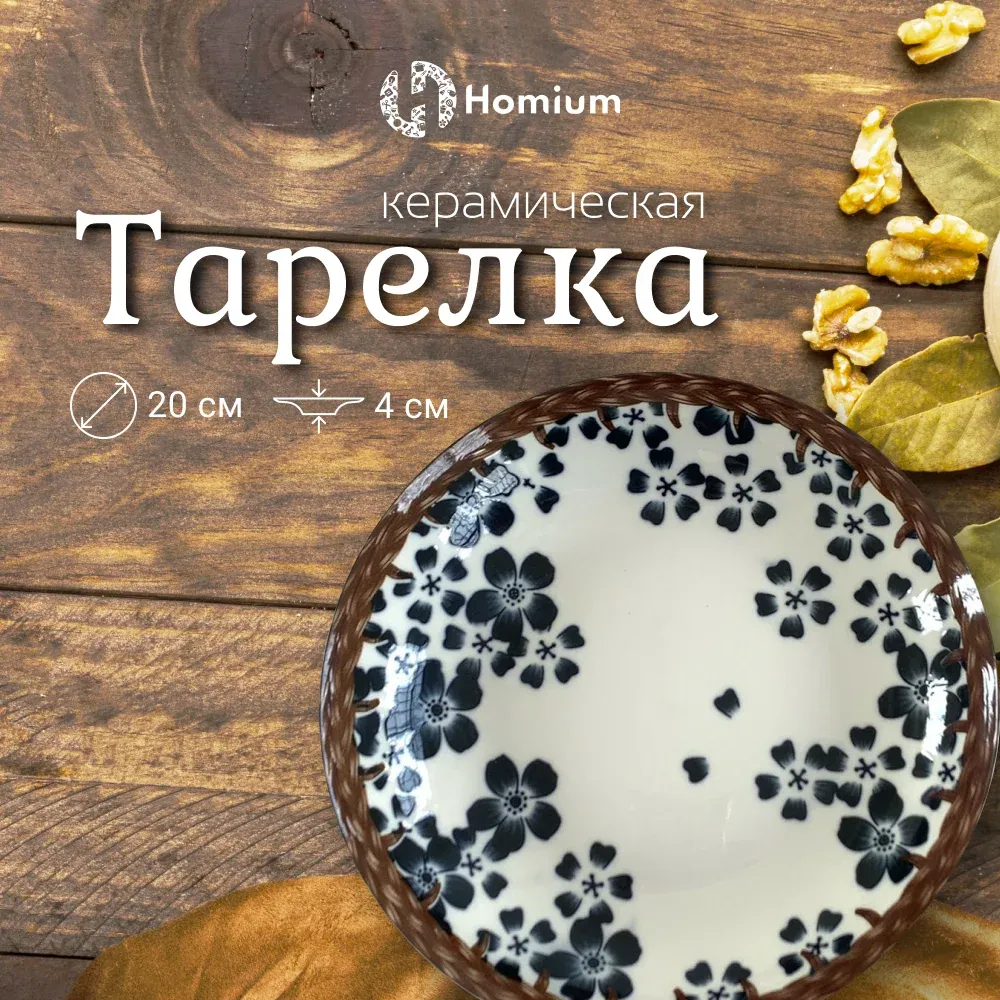 Тарелка Homium Kitchen, коллекция Япония, Очарование, D20см, цвет синий/белый