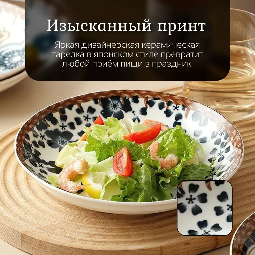 Тарелка Homium Kitchen, коллекция Япония, Очарование, D20см, цвет синий/белый